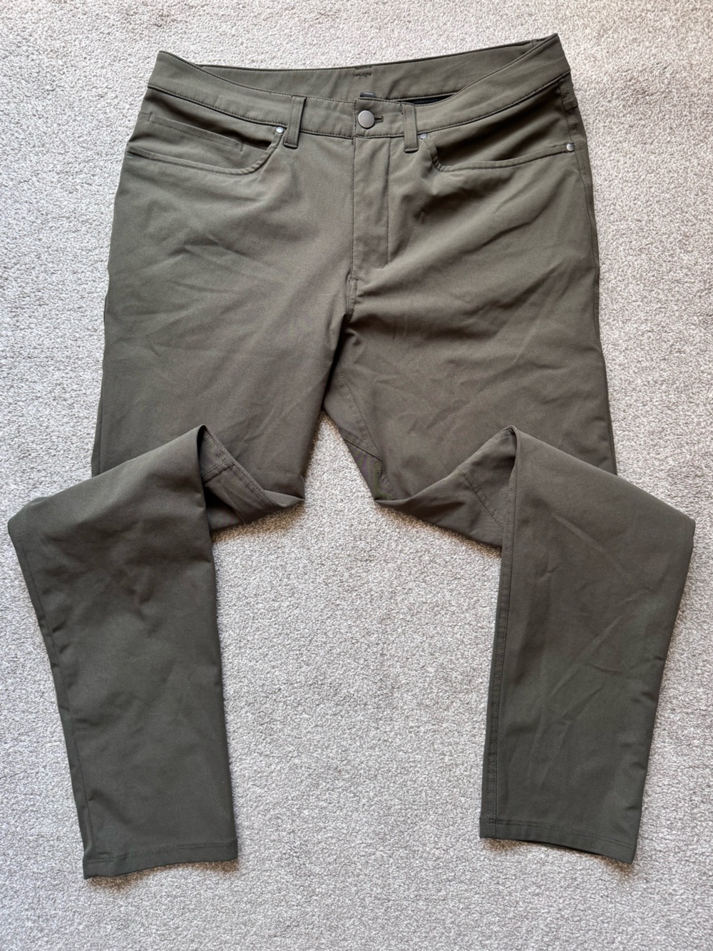 Mens Lululemon ABC 5 Pocket Pants Warpstreme Size 32x30 Slim Fit Dark Olive